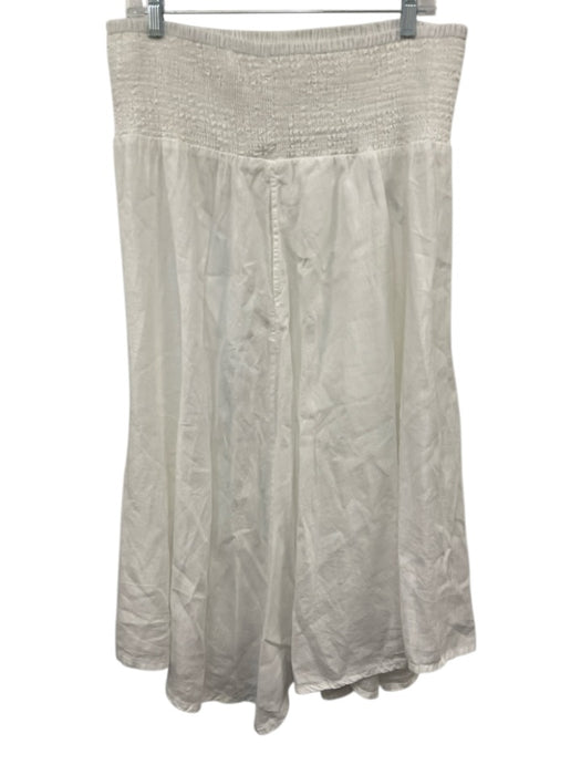 Eileen Fisher Size XS White Linen Shirred Waist Pockets Maxi Skirt White / XS