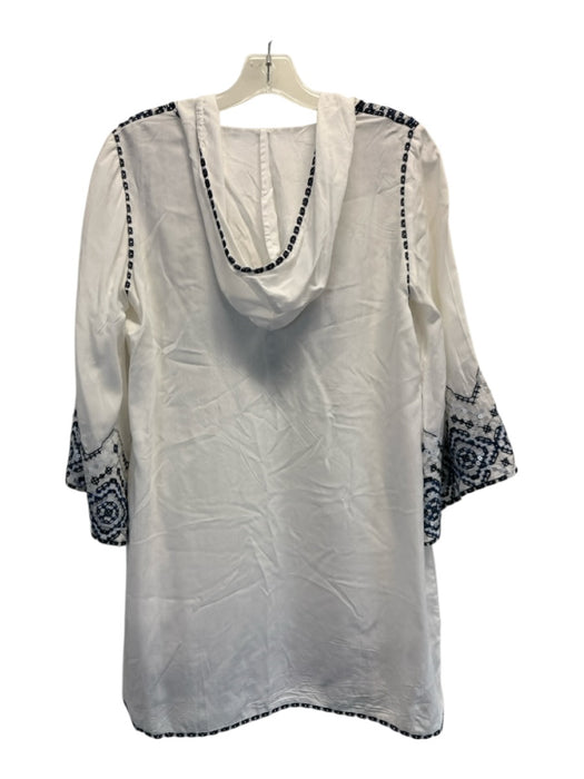 Solitaire Swim Size Small White, Blue, Gray Rayon Long Sleeve Cross Stitch Dress White, Blue, Gray / Small