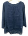 Crown Linen Designs Size XS Blue Linen Long Sleeve Tiered Top Blue / XS