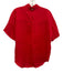 Alex Mill Size Small Red Linen Short Sleeve Button Front Patch Pocket Collar Top Red / Small