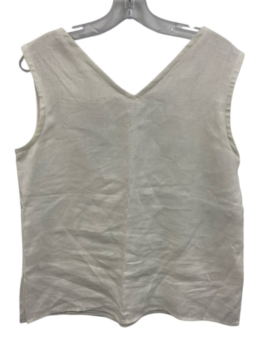 Crown Linen Designs Size XS White Linen Sleeveless V Neck Top White / XS