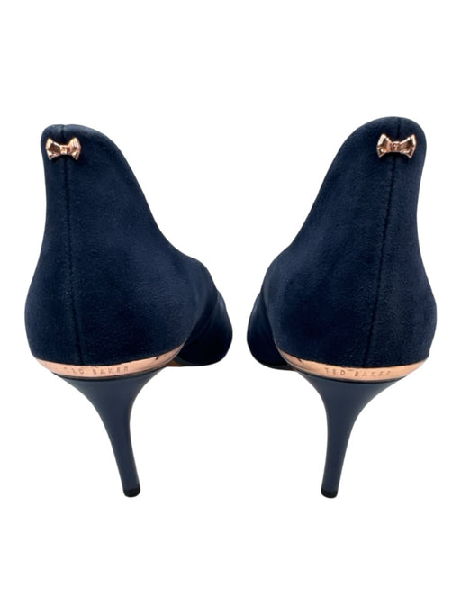 Ted Baker Shoe Size 37.5 Navy Blue Suede leather Pointed Toe Mid Heel Pumps Navy Blue / 37.5