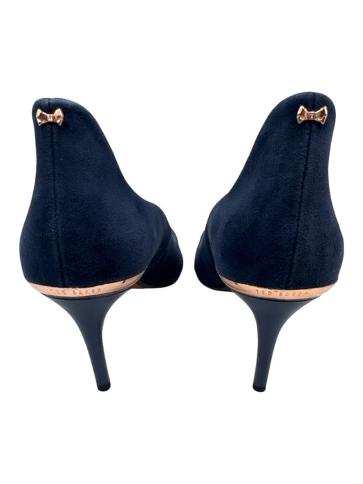 Ted Baker Shoe Size 37.5 Navy Blue Suede leather Pointed Toe Mid Heel Pumps Navy Blue / 37.5