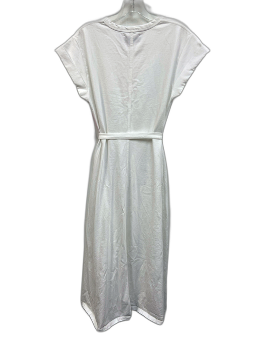 La Ligne Size M White Cotton Cuffed Cap Sleeve A Line T Shirt Dress White / M