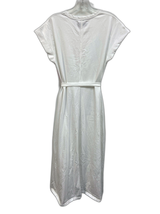 La Ligne Size M White Cotton Cuffed Cap Sleeve A Line T Shirt Dress White / M
