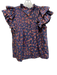 Oliphant Size L Navy Blue, Pink & Brown Cotton Abstract Floral Keyhole Back Top Navy Blue, Pink & Brown / L