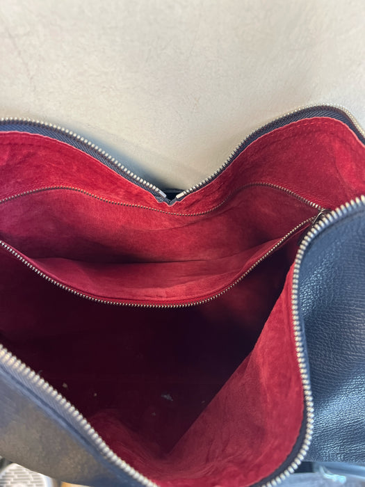 Hammitt Blue Leather Silver Hardware Zip Close Suede Lining Bag
