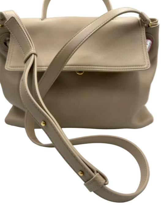 Bottega Veneta Beige Leather Gold Tone Hardware Flap Braided Detail Shoulder Bag