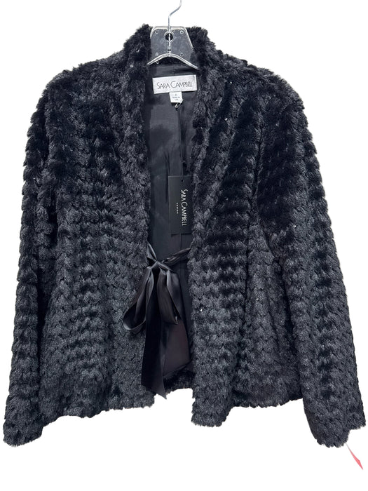 Sarah Campbell Size 8 Black Polyester & Acetate Long Sleeve Sequin Jacket