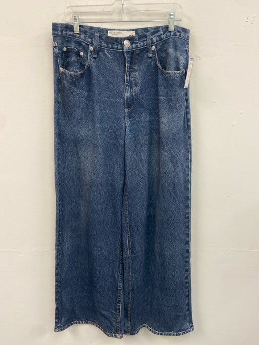 Rag & Bone Size 30 Blue Cotton Zip & Button Printed Pockets Pants