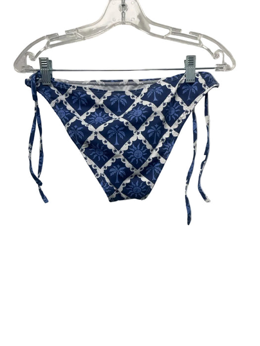 Roller Rabbit Size M Blue & White Nylon Blend 2 Piece Lattice Triangle Swimsuit