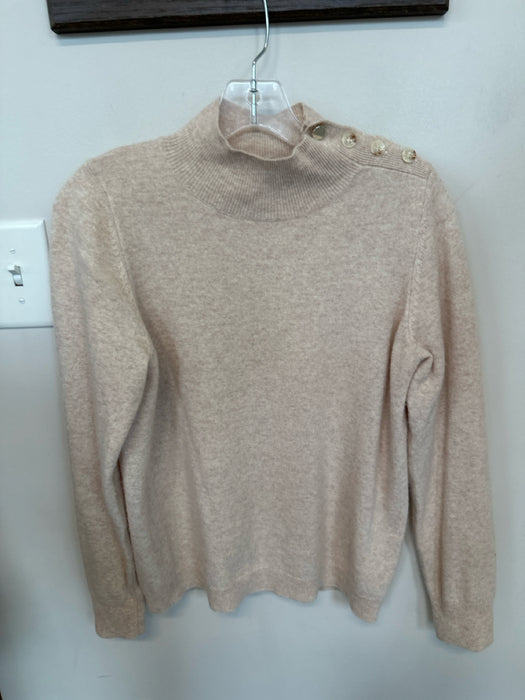 Berenice Size S Cream Wool & Cashmere Turtle Neck Button Detail Sweater