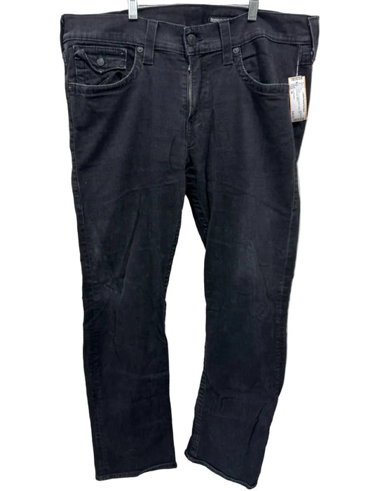 True Religion Size 38 Black Cotton Blend Solid Jean Men's Pants