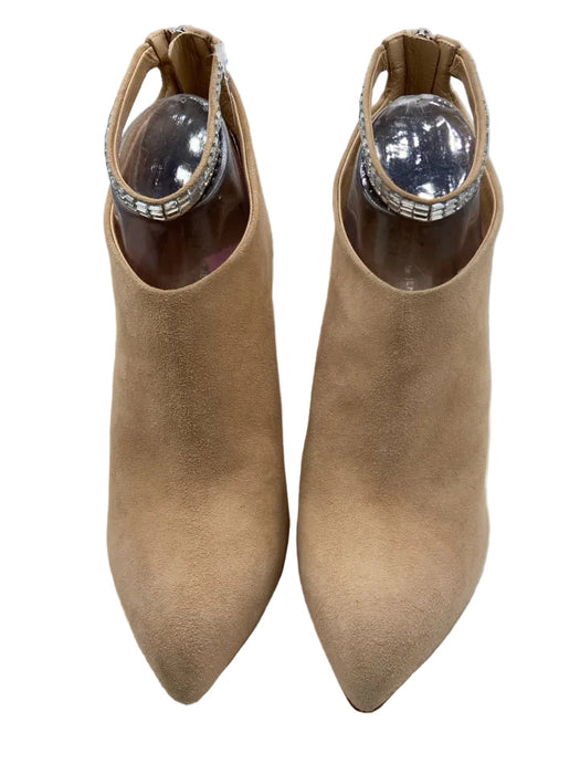 Giuseppe Zanotti Shoe Size 40 Nude & Silver Suede Crystal Embellishments Booties