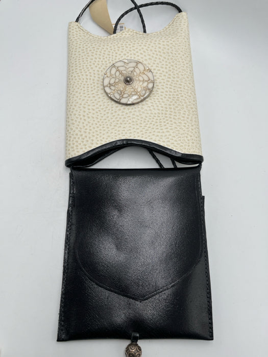 Artist/Proof Cream & Black Leather Braided embossed Crossbody Bag