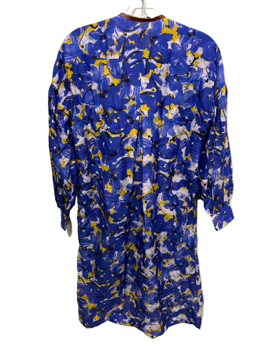 Dorothee Schumacher Size M Blue, Yellow, White Faux Leather Trim Floral Coverup