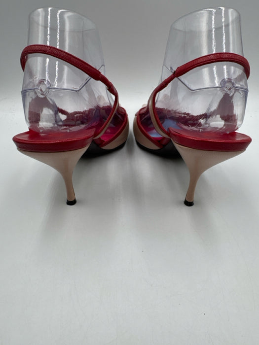 Miu Miu Shoe Size 40 Pink & Red Leather Pointed Toe Kitten Heel Slingback Pumps