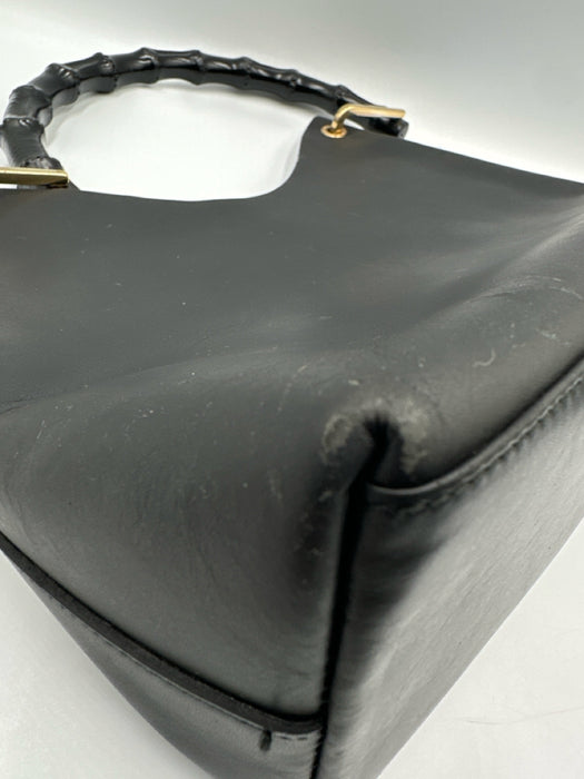 Gucci Black Leather Bamboo Handle Hobo Certified by Entrupy Bag
