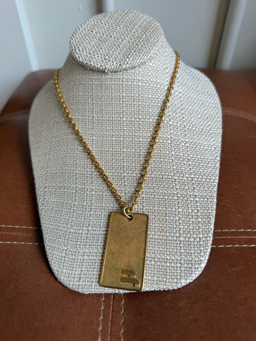Bally Gold Gold Plated Rectangle Pendant Chain Necklace