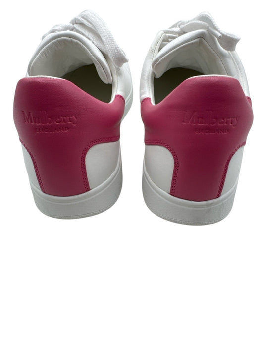 Mulberry Shoe Size 40 White & Pink Leather Color Block Lace Up Low Top Sneakers