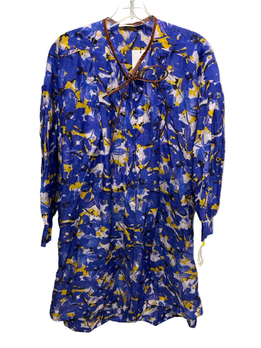 Dorothee Schumacher Size M Blue, Yellow, White Faux Leather Trim Floral Coverup