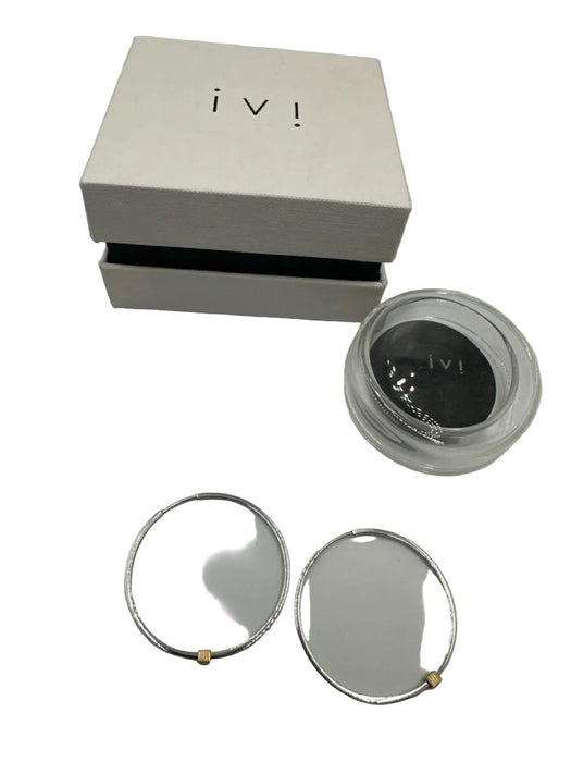 IVI Los Angeles Silver & Gold Rhodium Plated cube detail Seamless Hoop Earrings