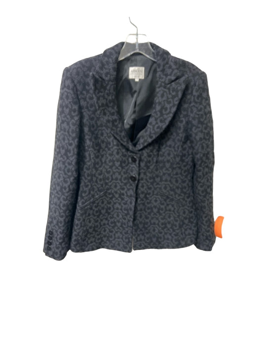 Armani Size 10 Black & Gray Textured Blazer Abstract Jacket Black & Gray / 10