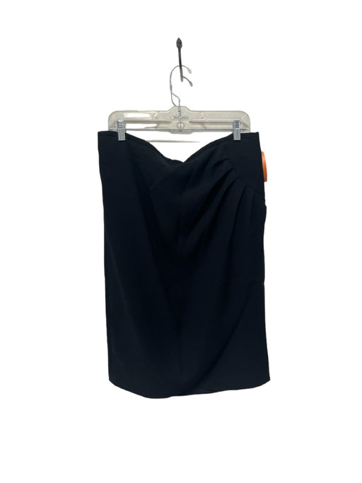 Armani Size 12 Black Polyester Knee Length Mid Rise Back Zip Skirt Black / 12