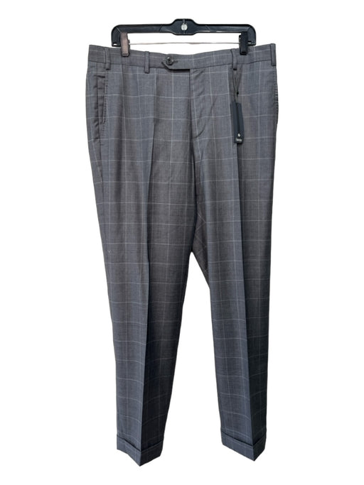 Zanella NWT Size 36 Gray & White Wool Windowpane Dress Cuff Men's Pants 36