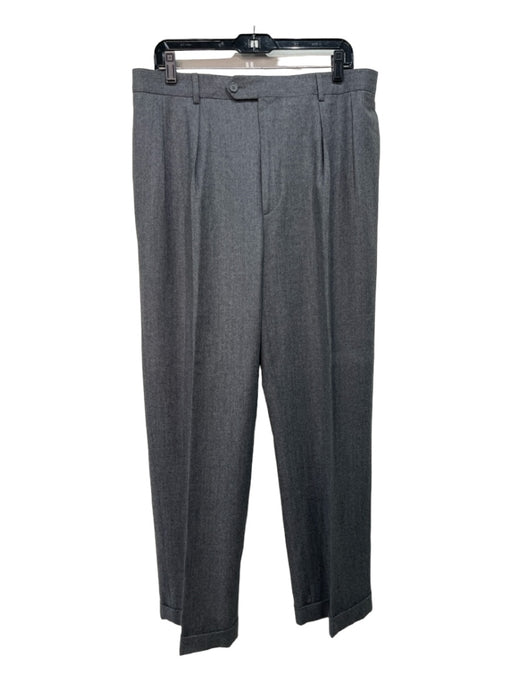 Harold Powell Size 36 Gray Wool Solid Dress Cuff Men's Pants 36