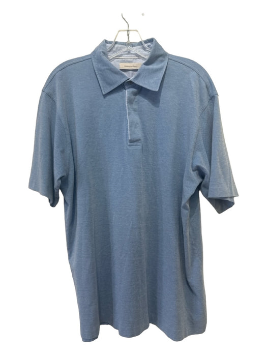 Zegna Size XL Light blue Cotton Solid Polo Men's Short Sleeve XL