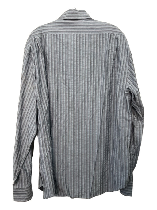 Armani NWT Size XL Gray & Blue Cotton Striped Button Down Long Sleeve Shirt XL