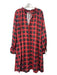 Brooke Wright Size L Red Green Black Blue Plaid Ruffle Neckline Dress Red Green Black Blue / L