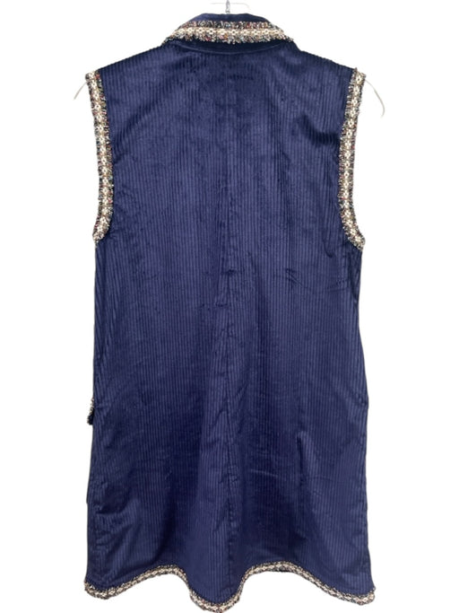 By Anthropologie Size M navy blue & multi Cotton Corduroy Quarter Button Dress navy blue & multi / M