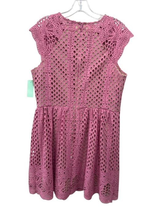 Shoshanna Size 12 Pink & Beige Polyester Cut Outs Embroidered Overlay Dress Pink & Beige / 12