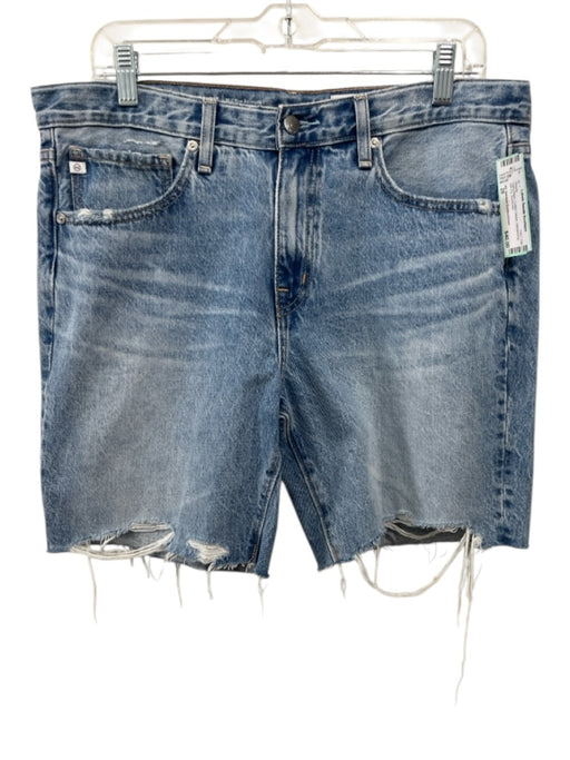 AG Adriano Goldschmied Size 28 Light Wash Cotton Denim Whiskering Zip Fly Shorts Light Wash / 28