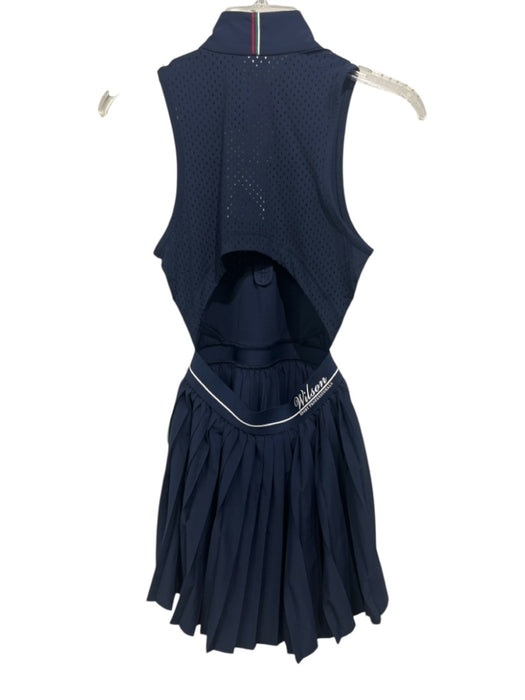 Wilson Size S Navy Blue & White Polyester Quarter Zip Perforated Open Back Dress Navy Blue & White / S