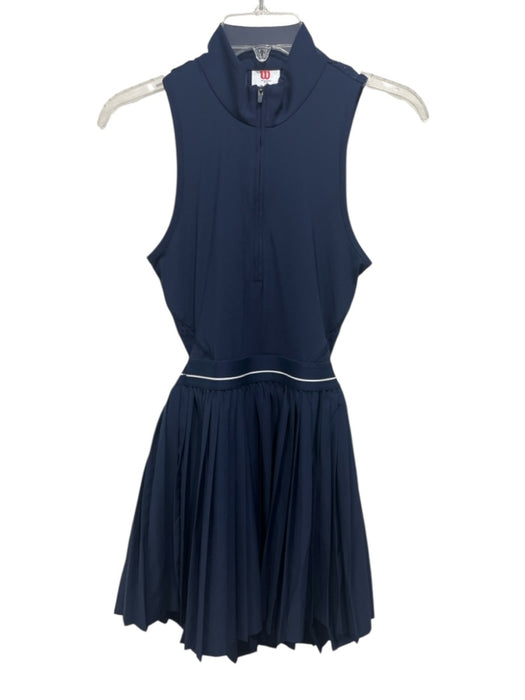 Wilson Size S Navy Blue & White Polyester Quarter Zip Perforated Open Back Dress Navy Blue & White / S