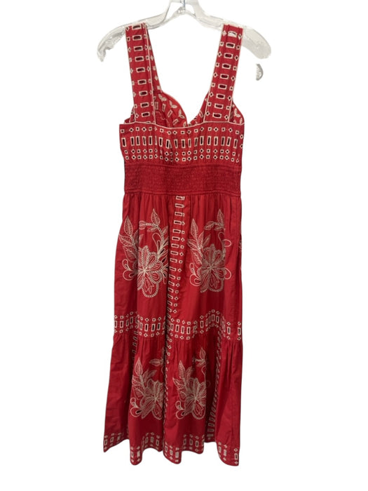 Rails Size S Red & Ivory Cotton Eyelets Floral Embroidery Sleeveless Dress Red & Ivory / S