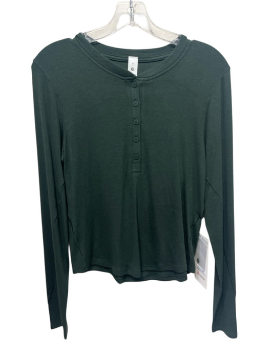 Lululemon Size 10 Dark Green Lenzing Blend Ribbed Long Sleeve Henley Top Dark Green / 10