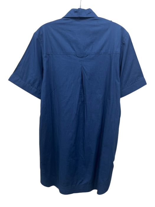 Lady Captain Size S Blue Cotton Quarter Button Short Sleeve Breast Pockets Dress Blue / S