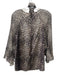 Elie Tahari Size L Beige & Brown Silk Leopard Print Sheer Long Sleeve Top Beige & Brown / L
