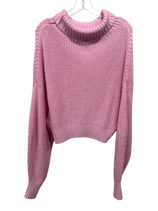 Banana Republic Size L Pink Cotton Knit Long Sleeve Mock Neck Cropped Sweater Pink / L