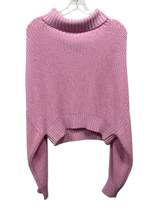 Banana Republic Size L Pink Cotton Knit Long Sleeve Mock Neck Cropped Sweater Pink / L