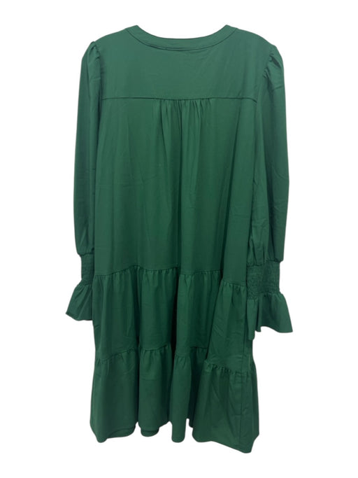 Pomander Place Size L Green Polyester V Neck Long Sleeve Dress Green / L