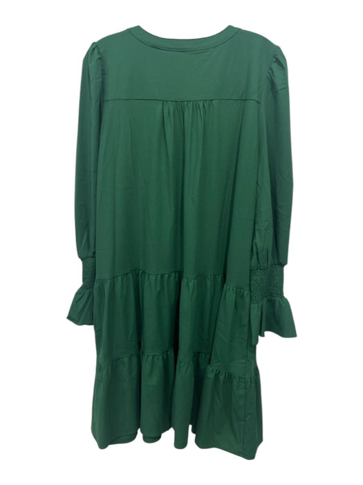 Pomander Place Size L Green Polyester V Neck Long Sleeve Dress Green / L