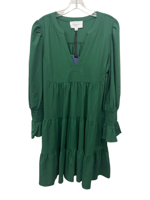 Pomander Place Size L Green Polyester V Neck Long Sleeve Dress Green / L