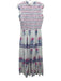 Oliphant Size M White, Pink, Blue Cotton floral print smocked Sleeveless Dress White, Pink, Blue / M