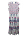 Oliphant Size M White, Pink, Blue Cotton floral print smocked Sleeveless Dress White, Pink, Blue / M