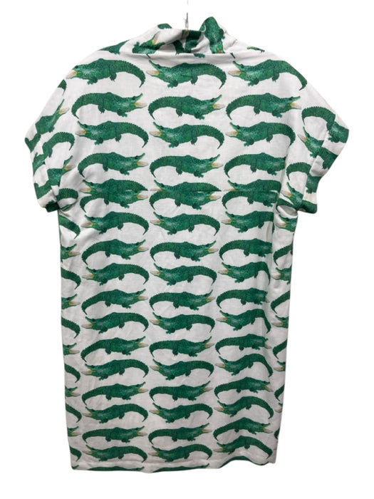 Brooke Wright Size L White & Green Cotton & Linen Sleeveless V Neck Dress White & Green / L